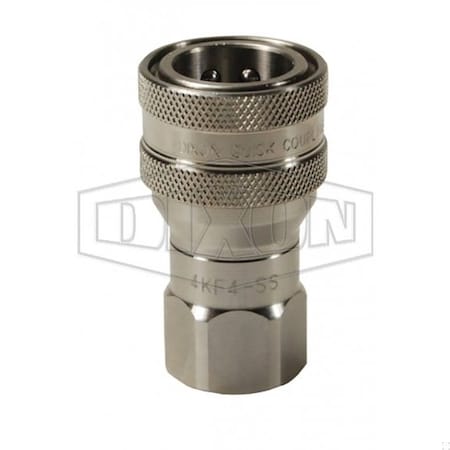Dixon DQC K Interchange Female Coupler, 1/2-14 Nominal, Female NPTF, 316 SSss Steel 4KF4-SS